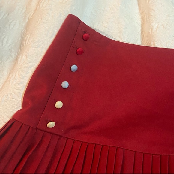 Ruth Stunning Red Pleated Mini Skirt Cotton - Anthropologie Size 6 - Picture 5 of 5